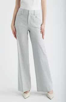 The Modernist Stripe Button Pocket High Waist Wide Leg Pants