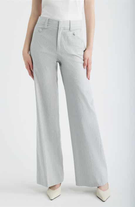 The Modernist Stripe Button Pocket High Waist Wide Leg Pants