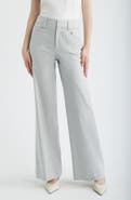 FRAME The Modernist Stripe Button Pocket High Waist Wide Leg Pants