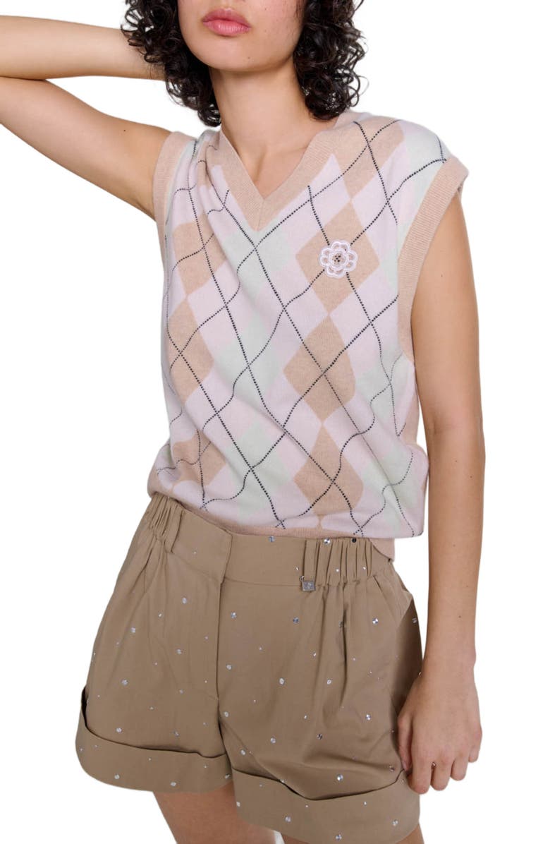 maje Sleeveless wool blend sweater, Main, color,