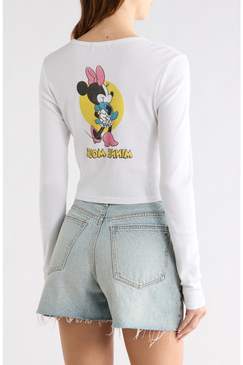 x Disney® Minnie Mouse Crop Long Sleeve Graphic T-Shirt, Alternate, color, WHITE