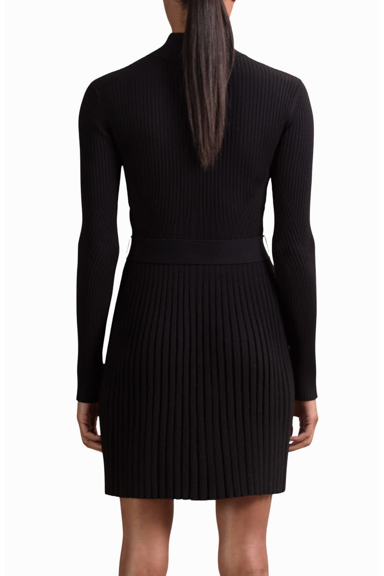 Vienna Half Zip Long Sleeve Rib Sweater Dress, Alternate, color, BLACK