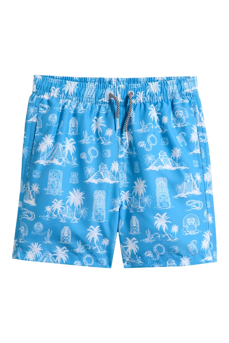 Kids' Maya Print Swim Trunks, Main, color, BLUE