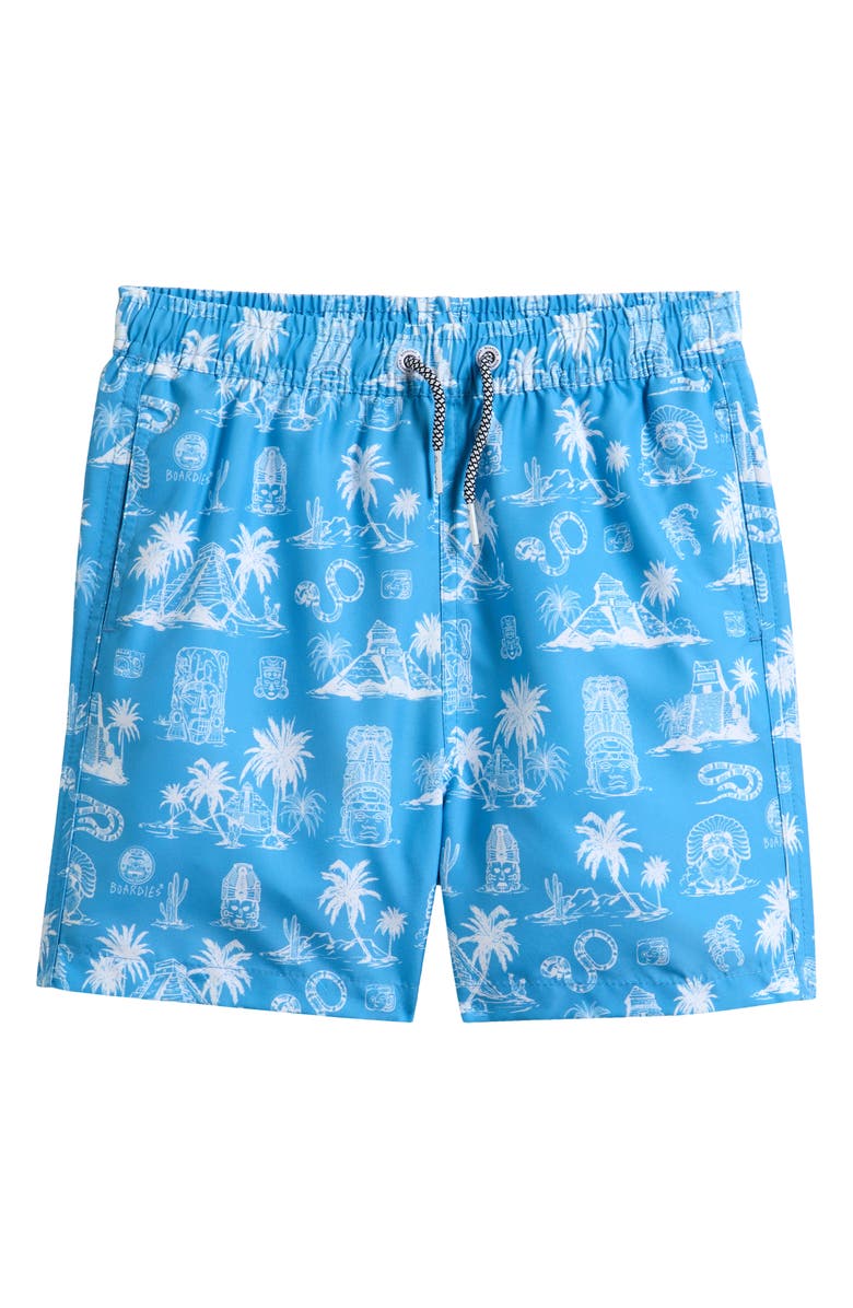 Boardies Kids
 Maya Print Swim Trunks, Main, color, Blue