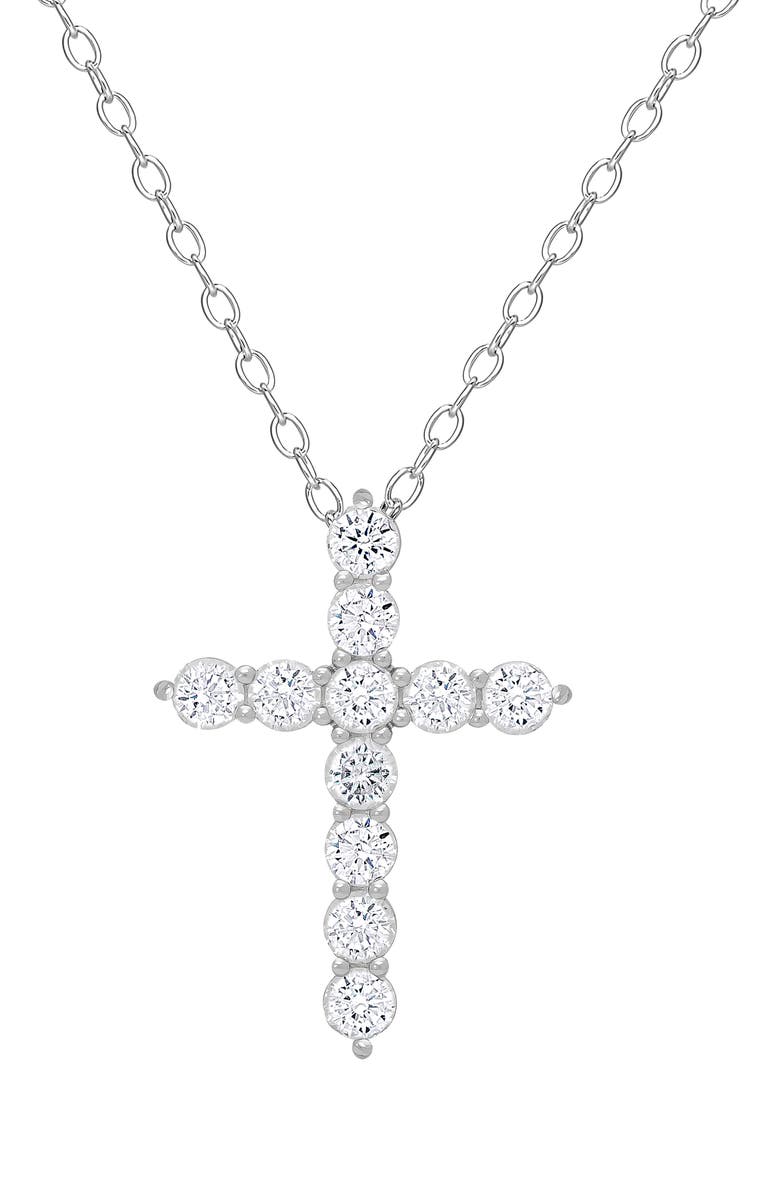 Lily Nily Kids' Cubic Zirconia Cross Pendant Necklace, Main, color, Silver