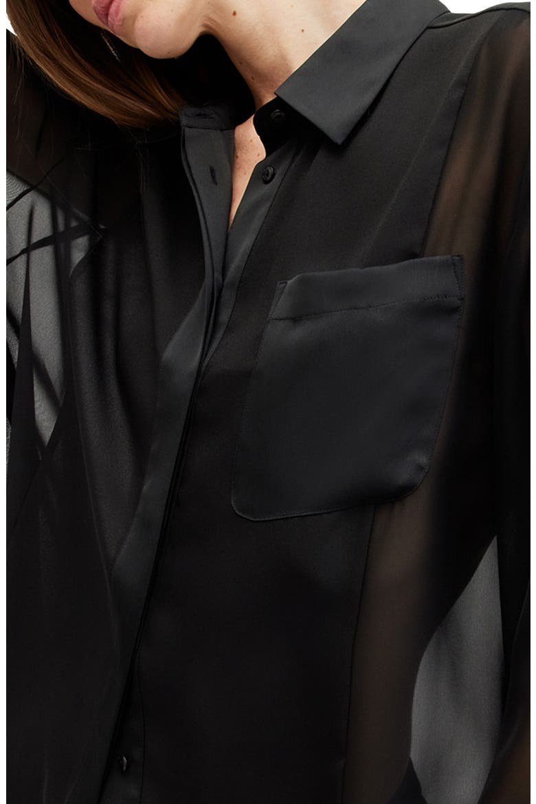 Jody Sheer Button-Up Shirt, Alternate, color, BLACK