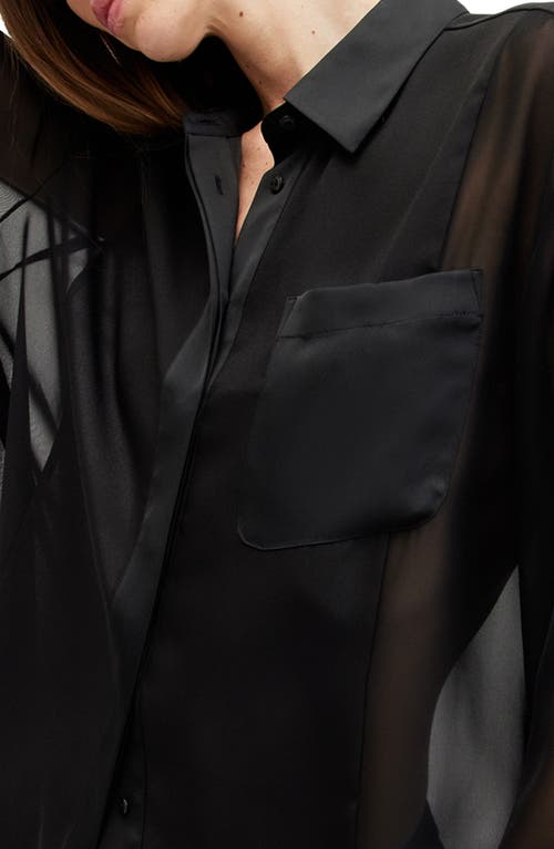 Shop Allsaints Jody Sheer Button-up Shirt In Black