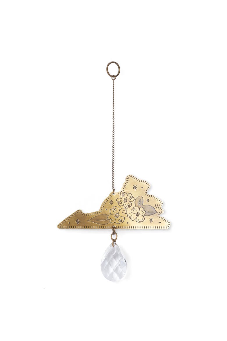 Virginia State Dogwood Engraved Suncatcher, Main, color, Brass