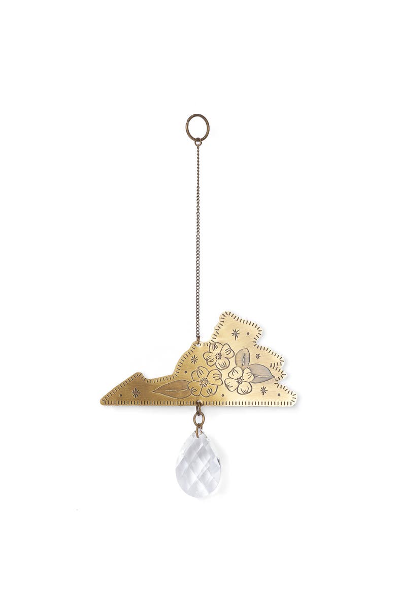 Matr Boomie Virginia State Dogwood Engraved Suncatcher, Main, color, Brass