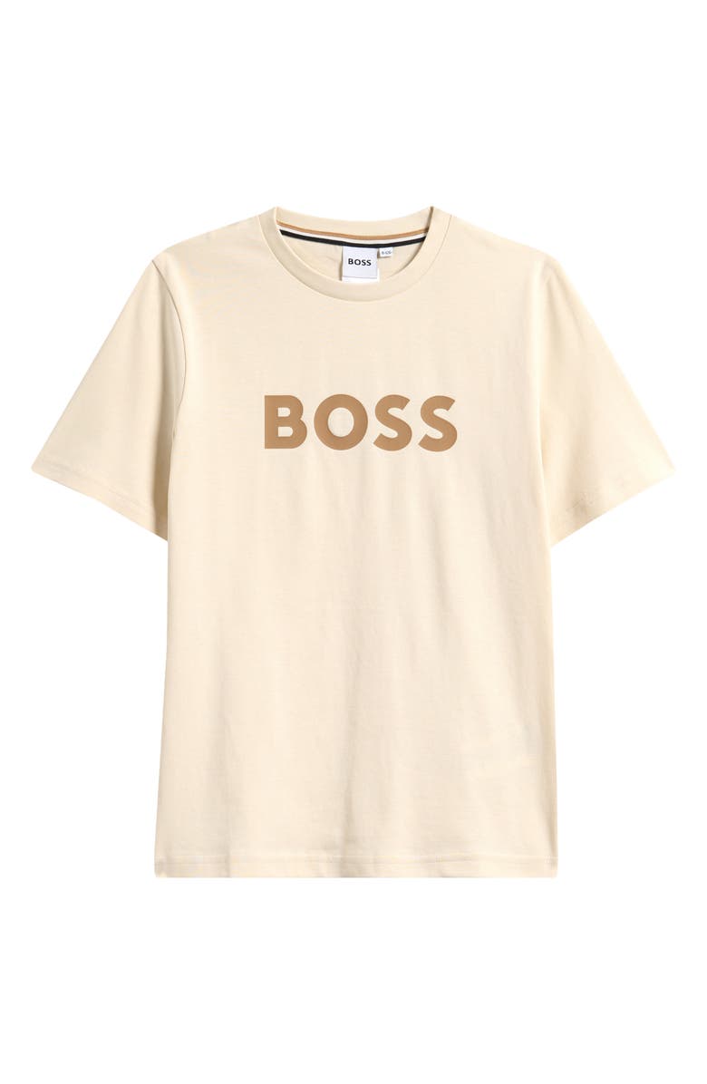 BOSS Kidswear Kids' Cotton Logo T-Shirt, Main, color, Sand