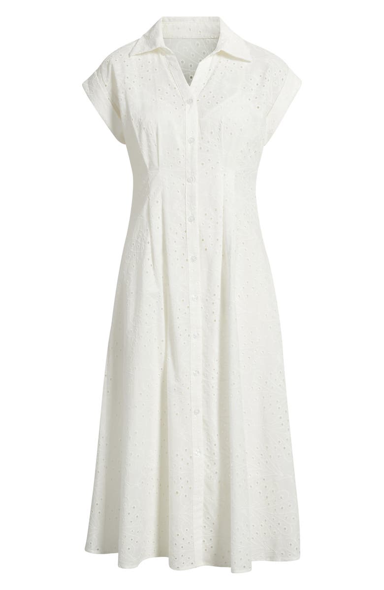 Julia Jordan Cotton Broderie Anglaise Shirtdress, Alternate, color, White