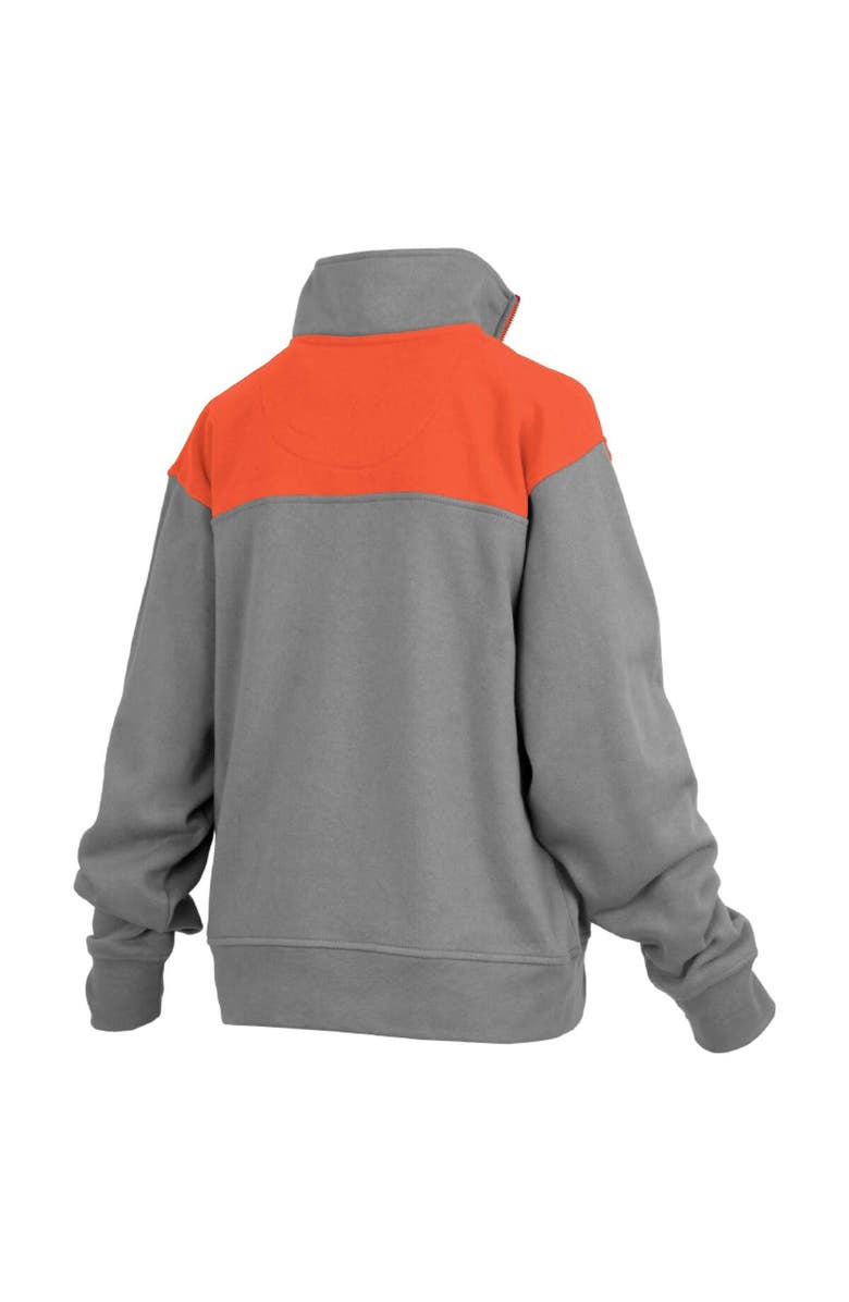 PRESSBOX Women's Pressbox Gray Clemson Tigers Avon Fleece Quarter-Zip Jacket, Alternate, color, Gray