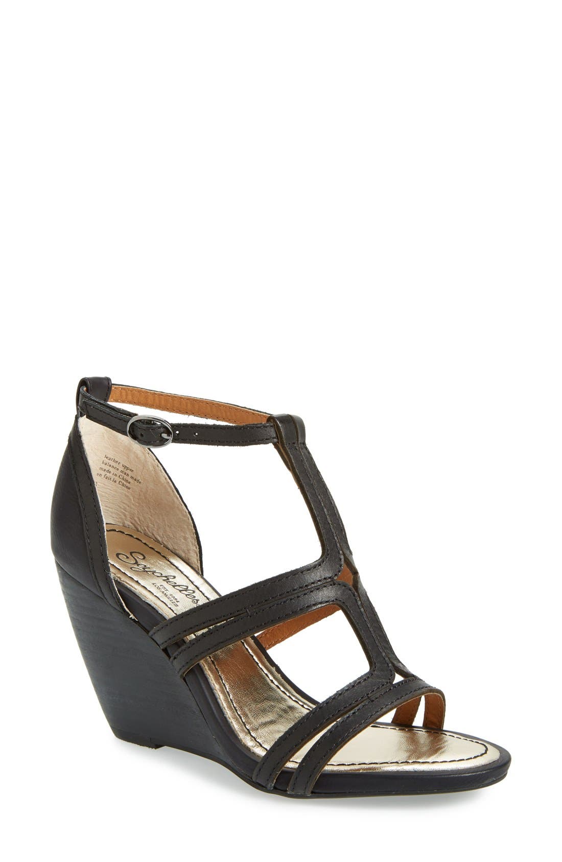 'Constellation' Wedge Sandal, Main, color, BLACK