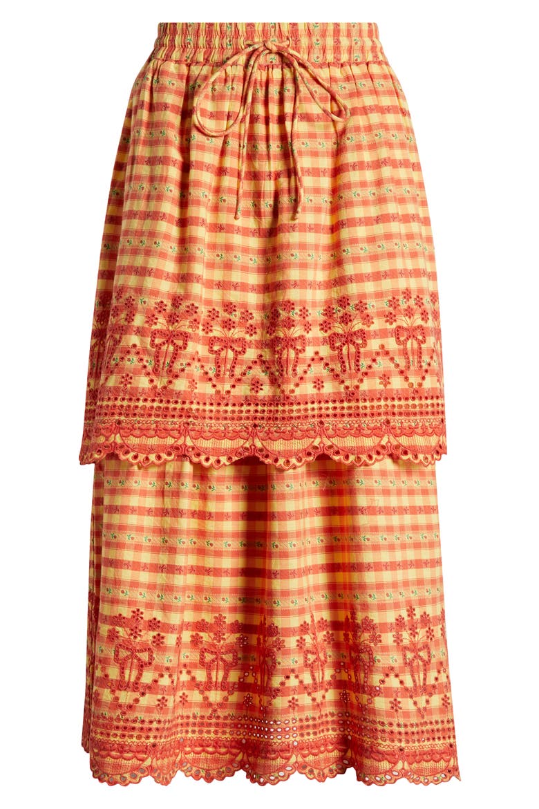 Cosette Rara Tiered Organic Cotton Midi Skirt, Alternate, color, ORANGE