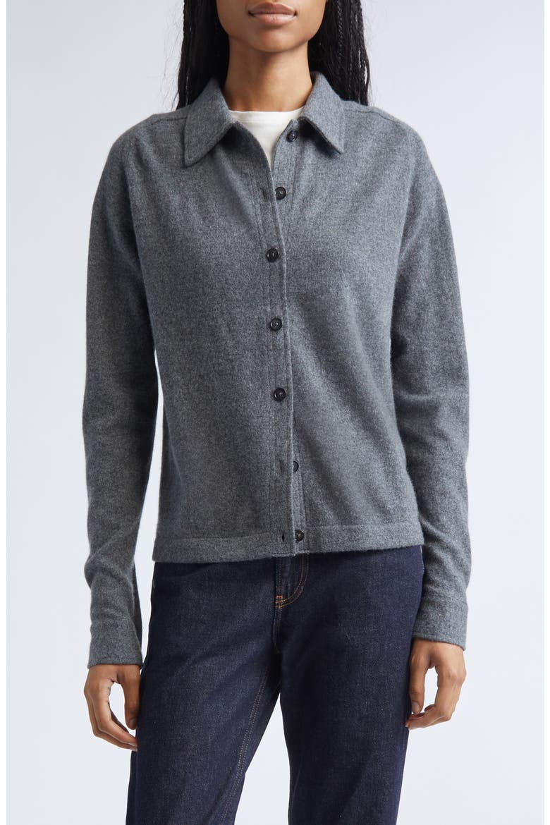 Cashmere Cardigan, Main, color, DARK GREY MELANGE