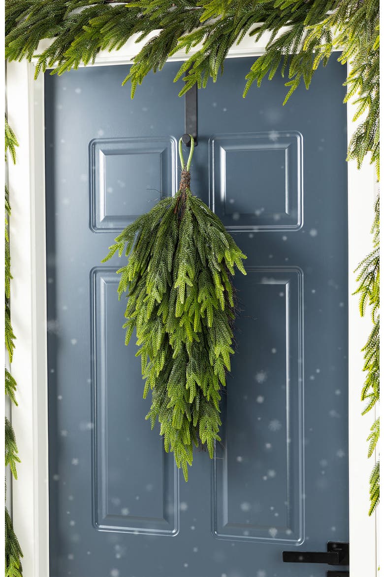 31.5"H Christmas PE Dripping Teardrop Wreath, Alternate, color, Green