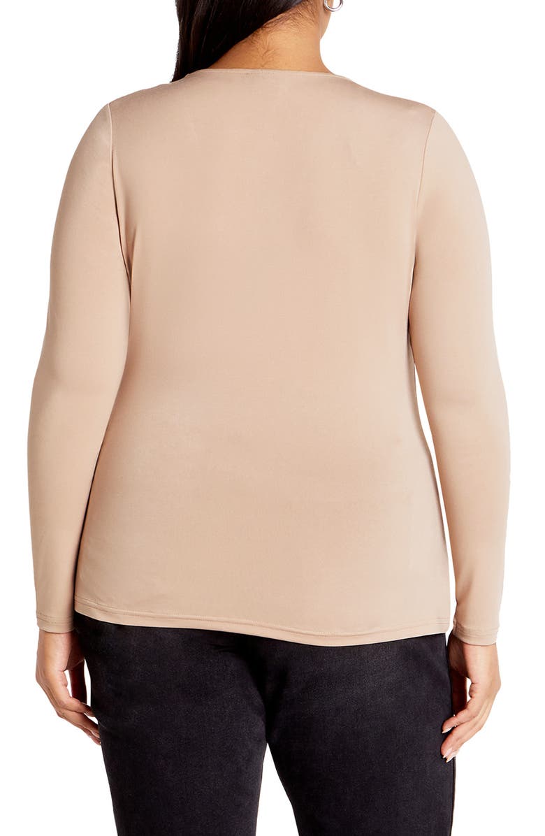 City Chic Izzy U-Bar Jersey Top, Alternate, color, Beige