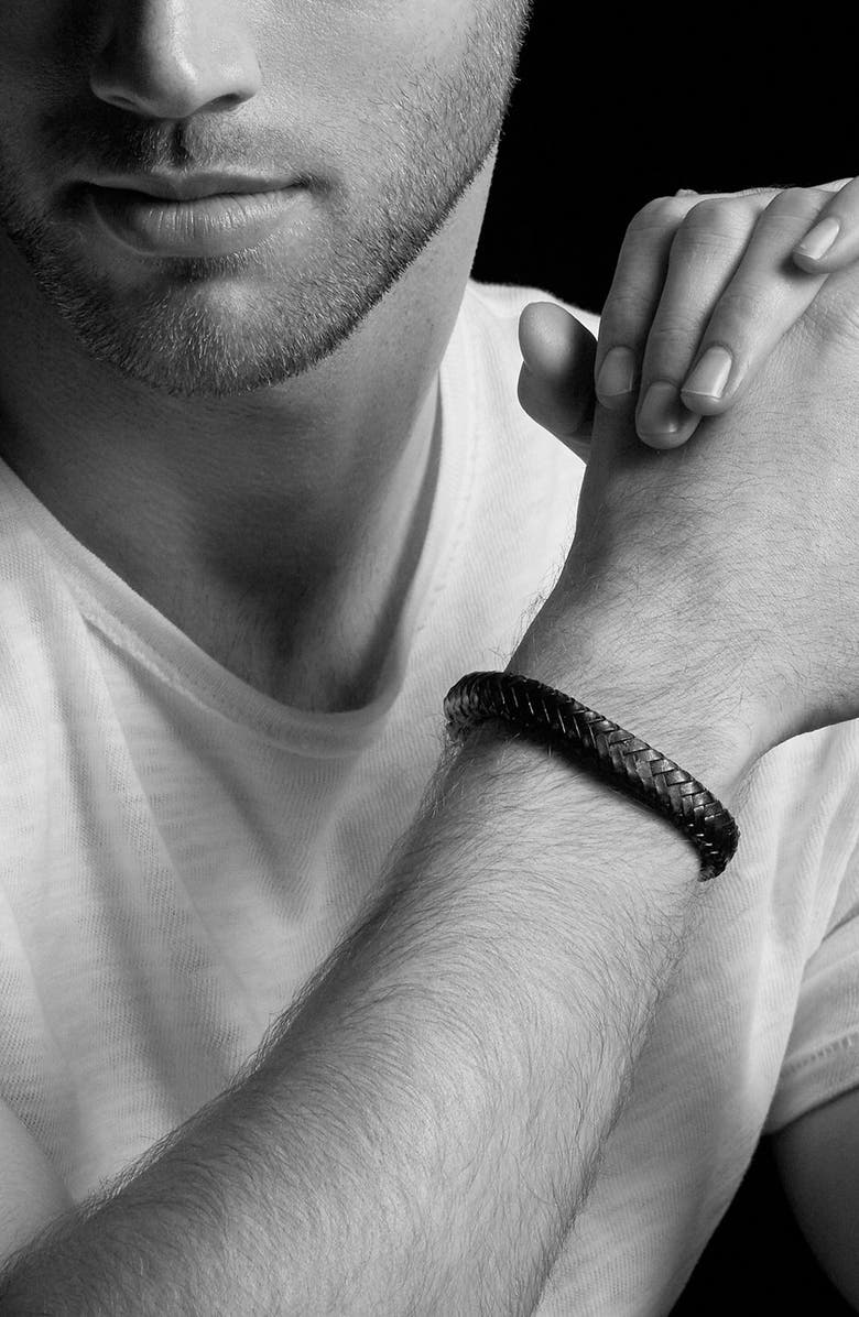 David Yurman Maritime Leather Woven Shackle Bracelet, Alternate, color, 