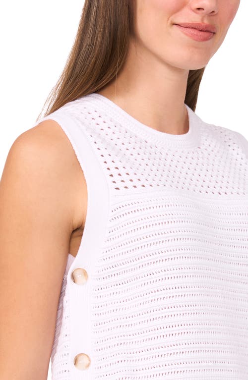 Halogenr Halogen(r) Open Stitch Sleeveless Cotton Side Button Sweater In Bright White