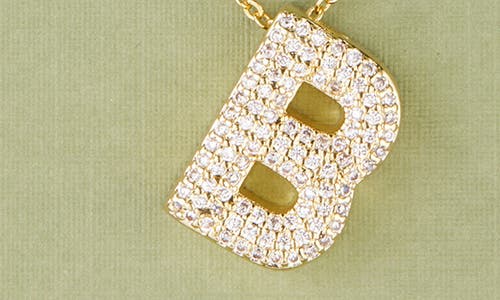 Leith Pavé Cubic Zirconia Initial Pendant Necklace In Gold