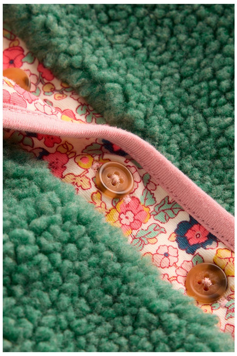 Floral Trim High-Pile Fleece Jacket, Alternate, color, LARCH GREEN FLORAL