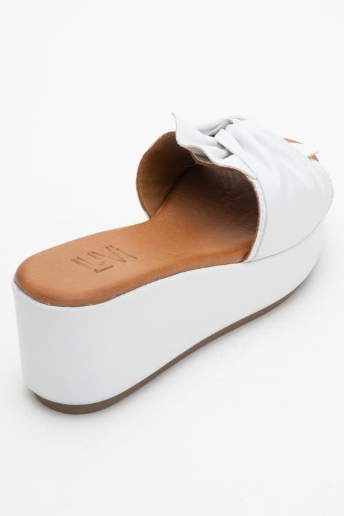 Forever & Always Shoes Syndra Bow Wedge Leather Sandal In White
