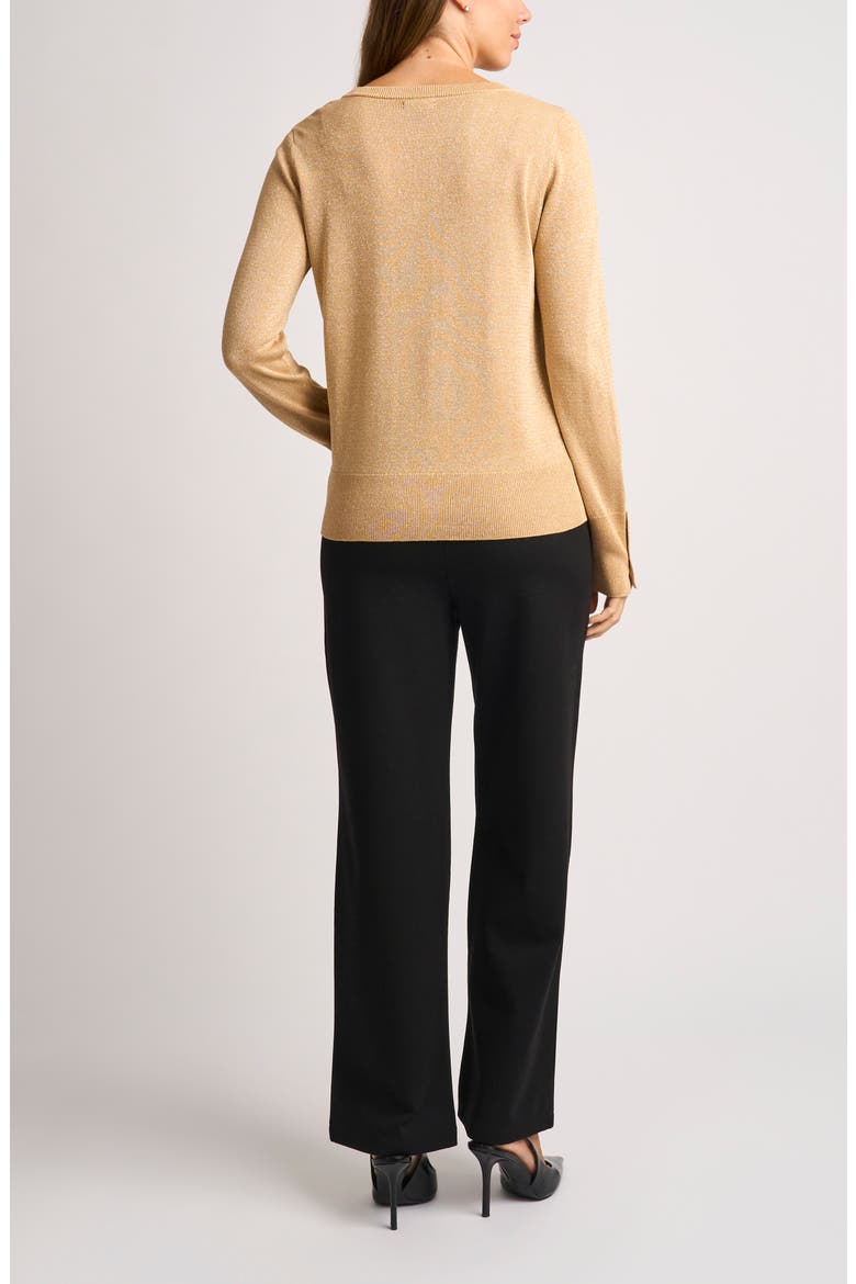 Metallic V-Neck Sweater, Alternate, color, WARM TRUFFLE LUREX