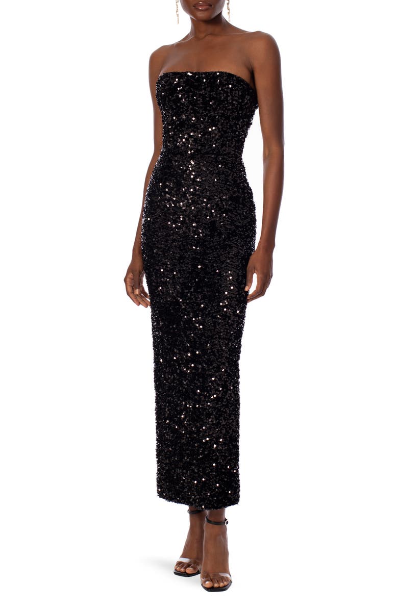 HELSI Leslie Sequin Strapless Gown, Main, color, Black