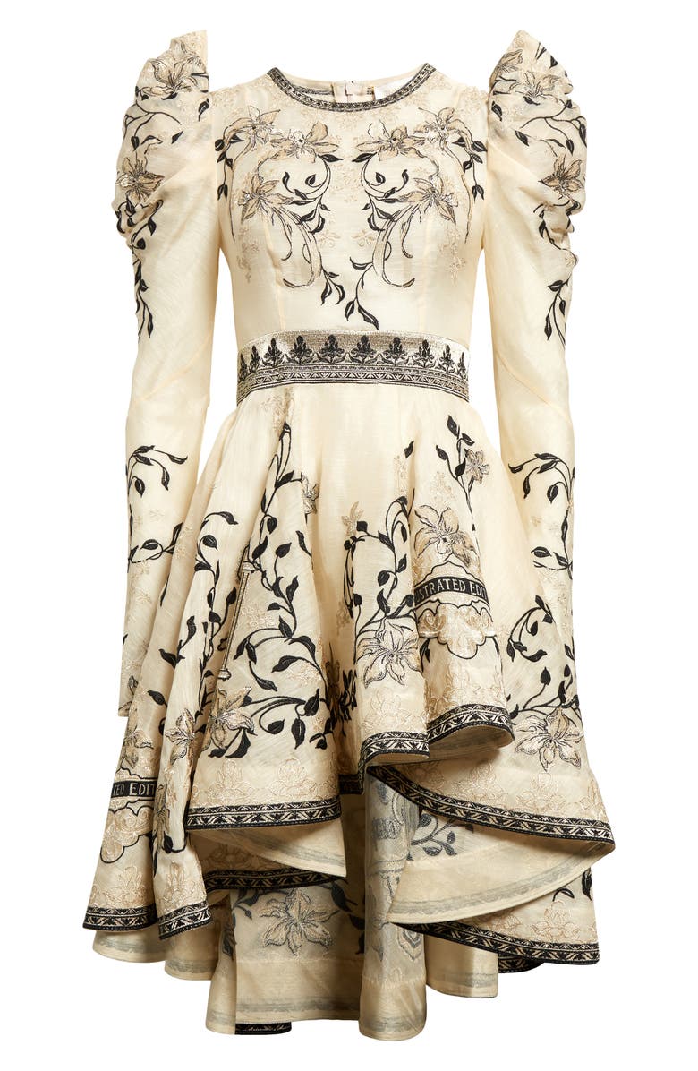 Zimmermann Lyrical Embroidery Long Sleeve High-Low Dress, Alternate, color, 