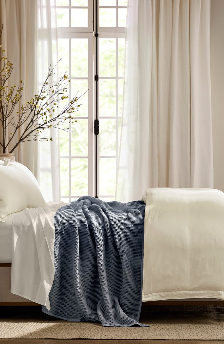 Boll & Branch Organic Cotton Waffle Knit Bed Blanket, Alternate, color, Mineral