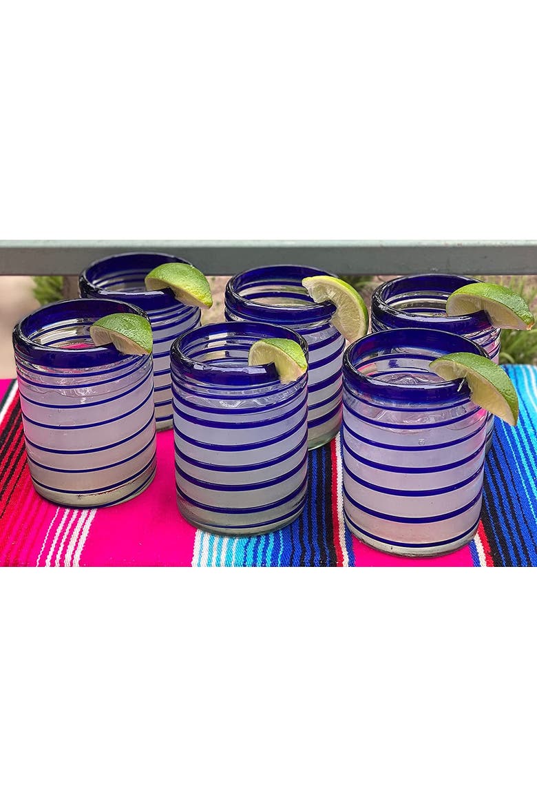 Tumbler Glasses with Spiral  - Set of 6 Tumbler, Alternate, color, Cobalt