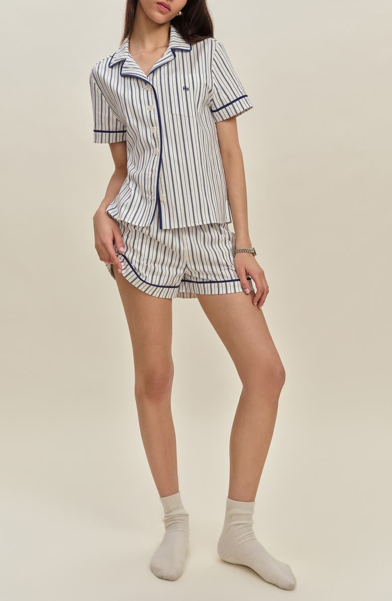 Reformation Blair Stretch Organic Cotton Short Pajamas, Alternate, color, Summer Day Stripe
