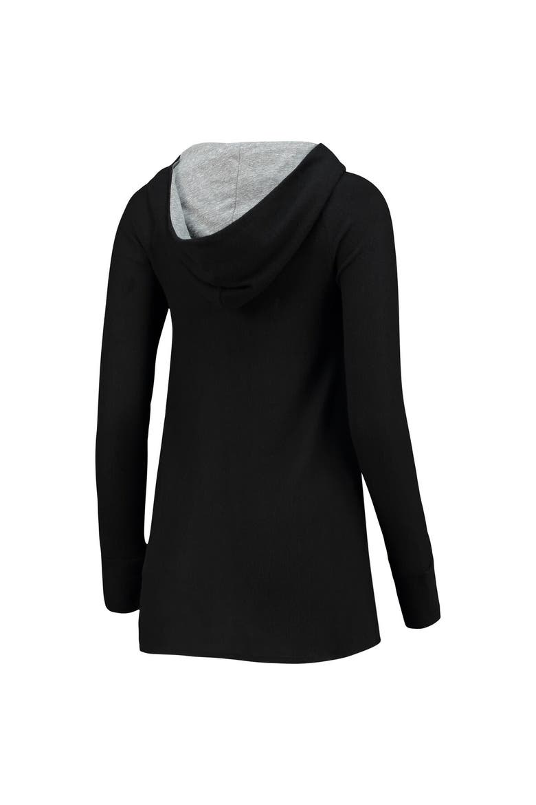 Women's Majestic Threads Black Atlanta Falcons Brushed Hacci 3/4-Sleeve Tri-Blend Raglan Pullover Hoodie, Alternate, color, Black