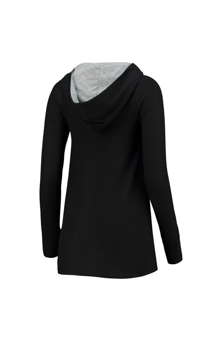 Majestic Threads Women's Majestic Threads Black Atlanta Falcons Brushed Hacci 3/4-Sleeve Tri-Blend Raglan Pullover Hoodie, Alternate, color,