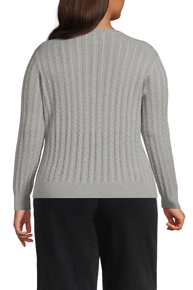 Cotton Pointelle Modern Cardigan Sweater, Alternate, color, Gray Heather