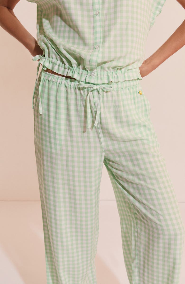 Etam Brise Plaid Wide Leg Pajama Pants, Alternate, color, Nile Green