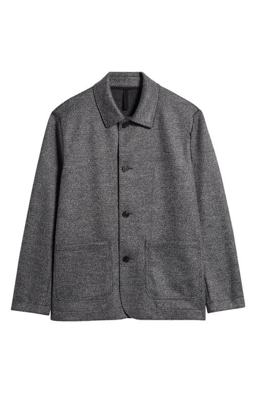 Harris Wharf London Heathered Wool Twill Button-Up Utility Jacket in Grey Cavalry 