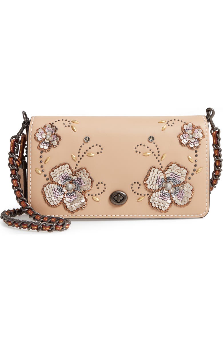 COACH 1941 Dinky Leather Crossbody Sequin Bag, Main, color,