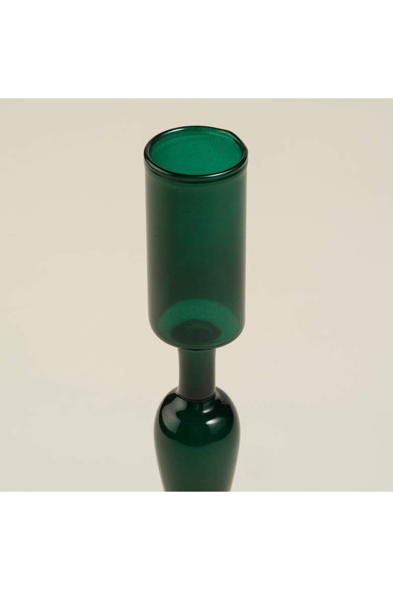 Aravali Glass Candlestick 3.5" x 3.5" x 8.5" Ambient Decor, Alternate, color, Black