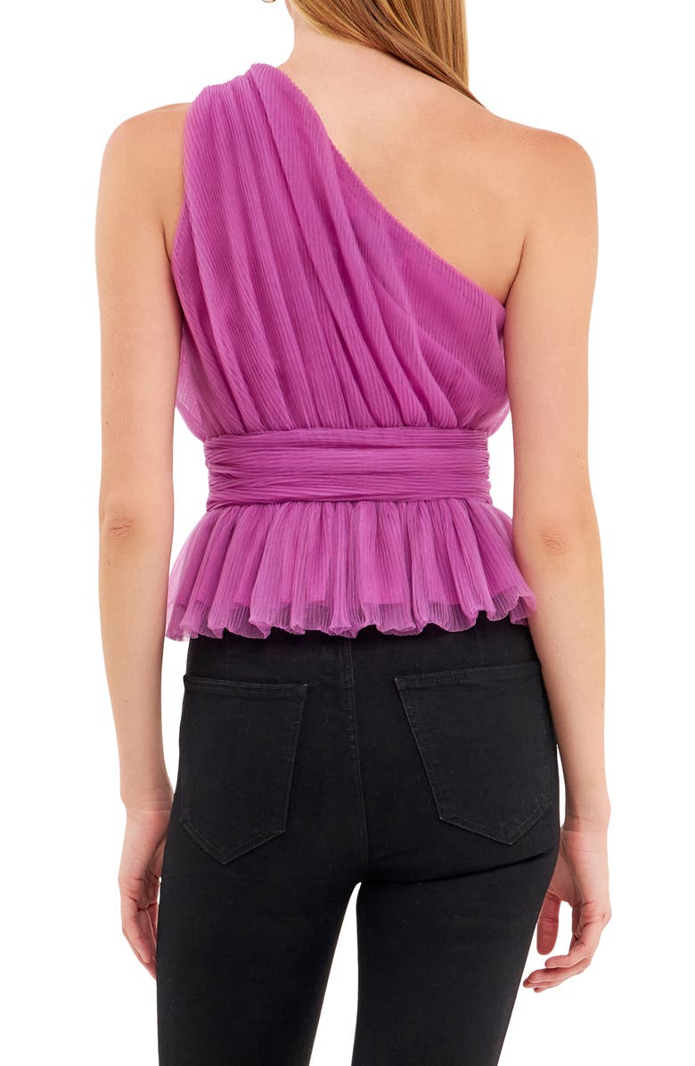 Endless Rose One-Shoulder Textured Tulle Top, Alternate, color, Lavender