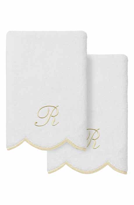 Adornia Scalloped Set of 2 Initial Washcloths