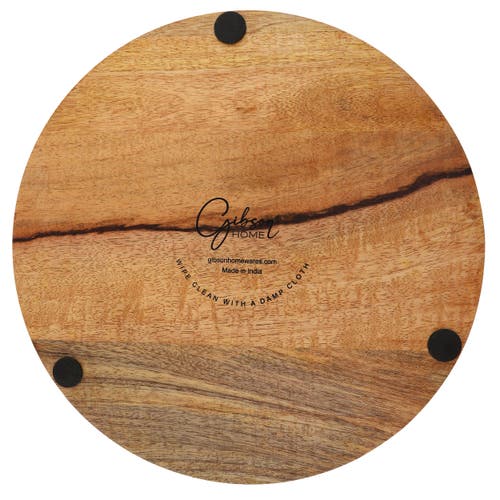 Gibson Home 12 Inch Duo Tone Round Wood Serving Board In Brown