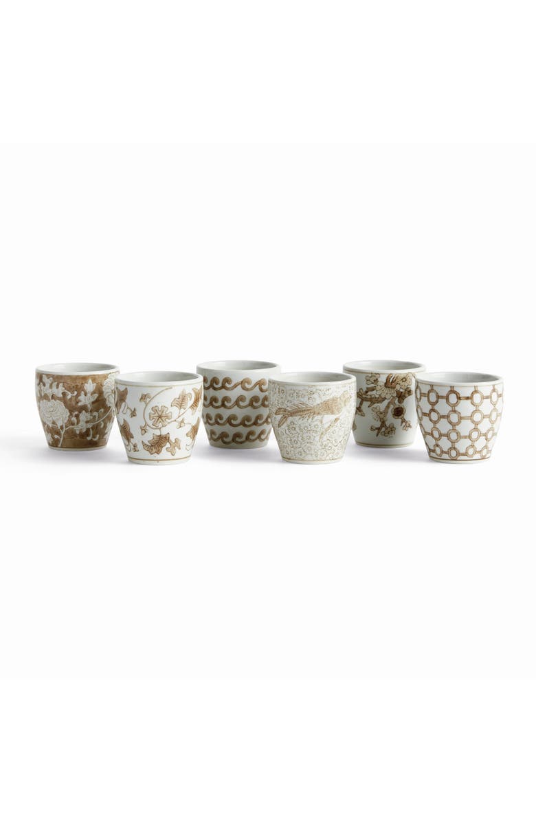 Napa Home & Garden Brown & White Ceramic Province Mini Flower Pots, Set of 6, Main, color, Brown