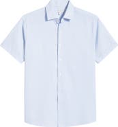 Peter Millar Cecil Microprint Short Sleeve Performance Poplin Button-Up Shirt
