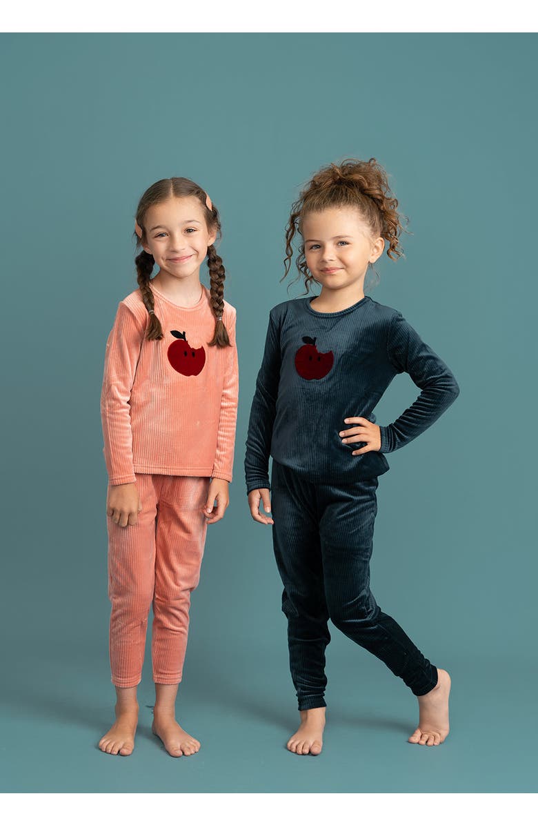 Mocha Apple Cotton Velour 2 Piece Top and Pant Set, Alternate, color, Dark Teal