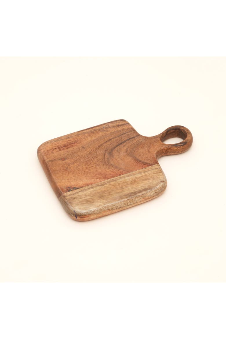 Round Acacia Wood Cutting Board with Handle, Alternate, color, Natural Wood