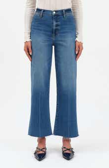 Pleaser High Waist Raw Hem Crop Jeans