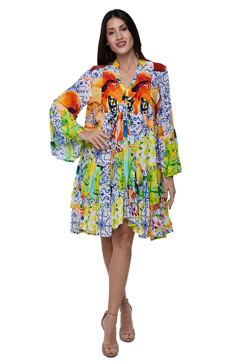 RANEES Cotton Tiered Cover-Up, Alternate, color, Yellow