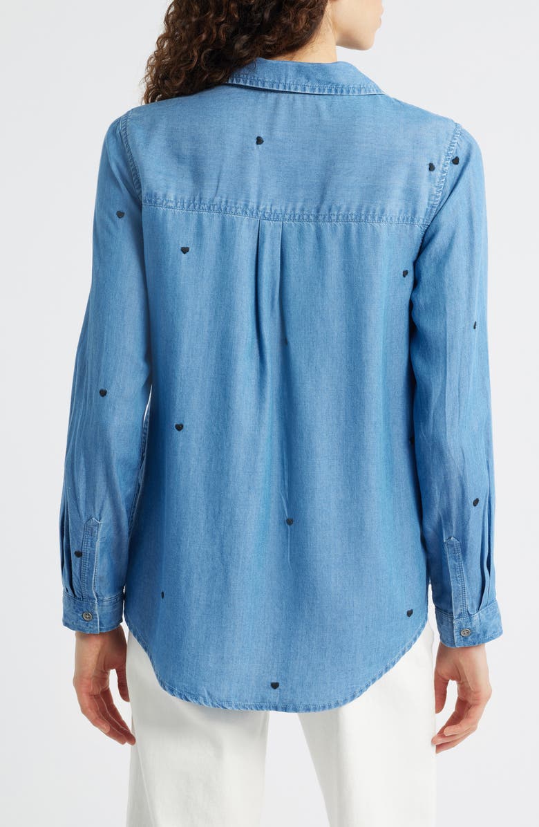 beachlunchlounge Maylee Embroidered Chambray Button-Up Shirt, Alternate, color, Subtle Love