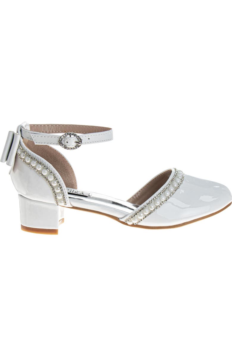 BADGLEY MISCHKA Low Heeled Dress Shoes Girls' Elegant Stylish Formal Wear, Alternate, color, White Patent